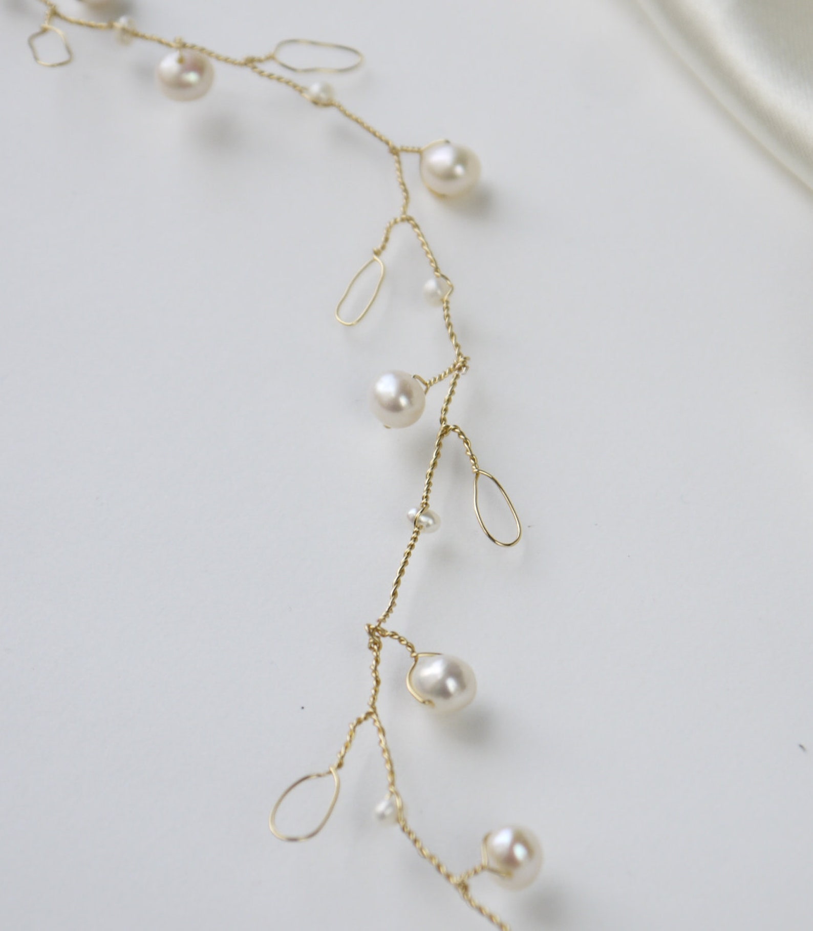 Gold Hair Vine Gold Olive Leaves and Ivory Freshwater Pearls - Etsy