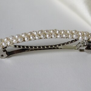 freshwater ivory white tiny nugget pearl hair barrette clip slide pin for wedding or prom silver image 2