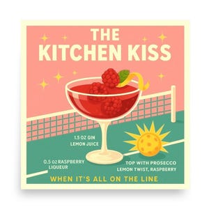 Pickleball Cocktail Humor The Kitchen Kiss Matte Poster Print