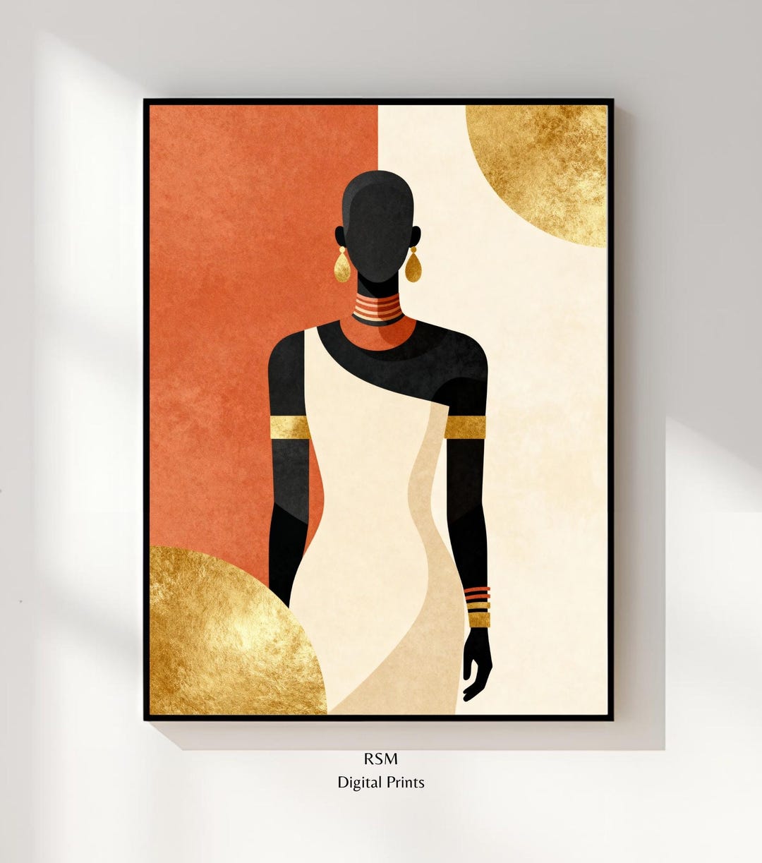 African Modern Abstract Wall Art Printable, Black Woman Figure ...