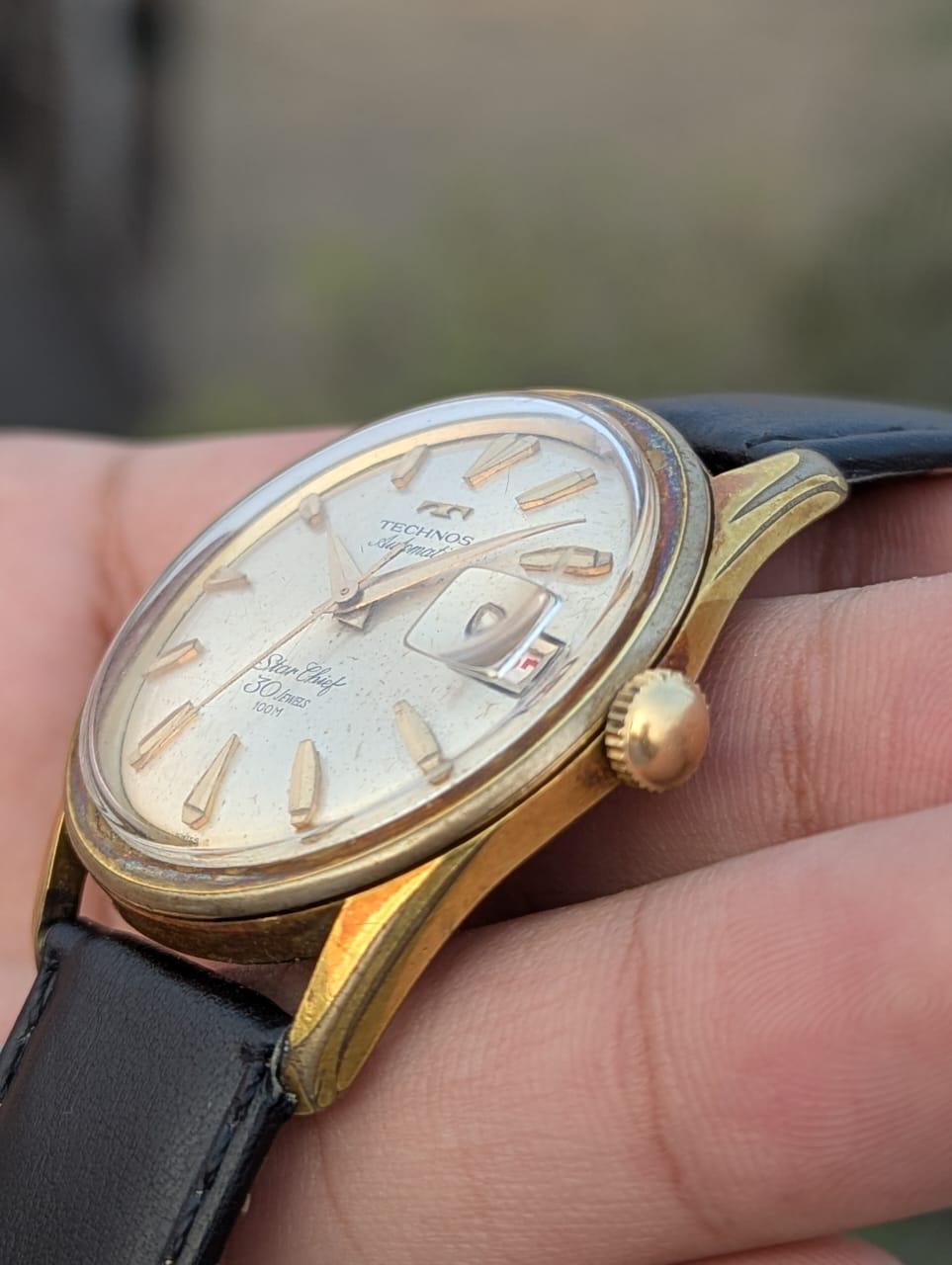 Technos Star Chief Automatic Gold Plated Vintage Men's Watch Swiss