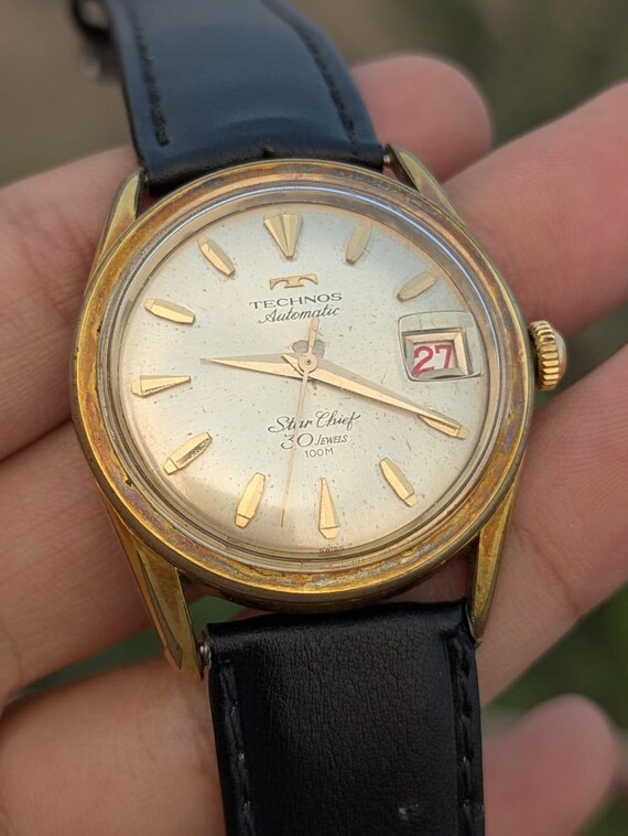 Technos Star Chief Automatic Gold Plated Vintage Men's Watch Swiss