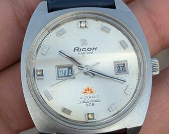 Rare Ricoh Sakura 909 Automatic Day/date Vintage Men's Watch Japan