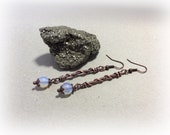 Opalite Moonstone Long Drop Spiral Earring Copper Gemstone Earrings