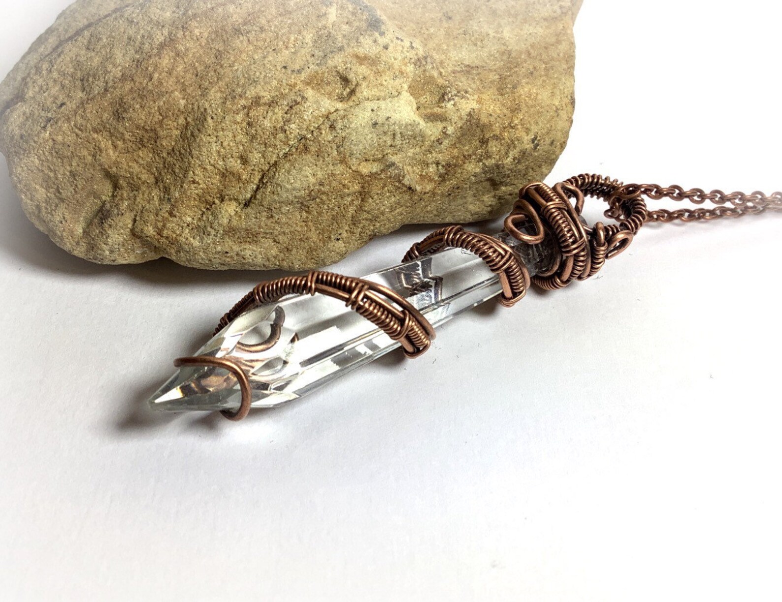 Crystal Pendulum Dowsing Pendulum Wire Wrapped Antique LARGE Etsy