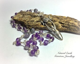 Natural Amethyst Point with 925 silver chain Pagan Wicca Druid Jewellery Gift Natural Amethyst Point with 925 silver chain Pagan Wicca Druid Jewellery Gift