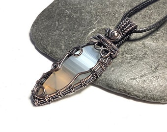 SALE 50% OFF Chalcedony Grade AAA Necklace Gemstone Jewellery Wire Wrapped Jewelry - Nurturing Stone