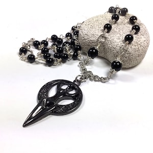 Luna Goddess Pagan Wiccan Onyx Rosary Gothic Moon Goddess - Crystal for Healing and Grounding
