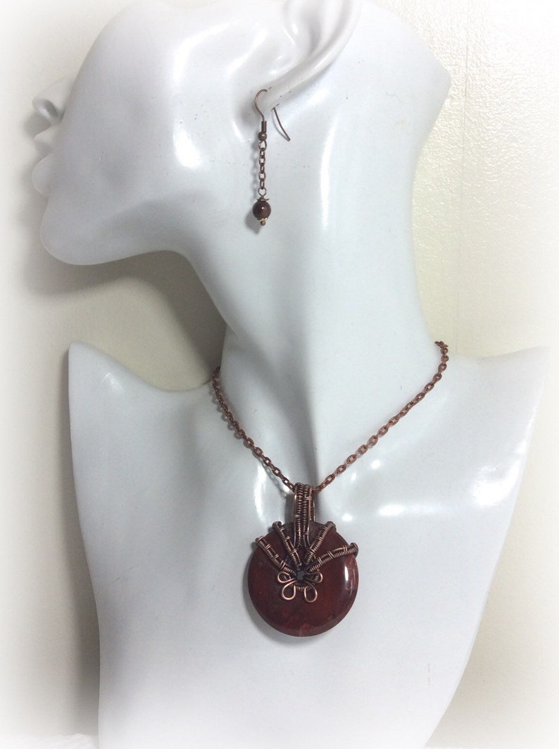 Grounding Stone Tigers Eye Gemstone Pendant Necklace and Earring Set Crystal Healing