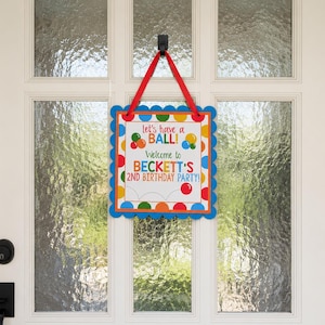 Bouncy Ball Birthday Welcome Sign: Personalized Party Decor