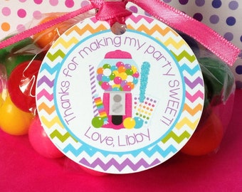 Candy Shop Favor Tags, Candy Thank You Tags, Candy 1st Birthday