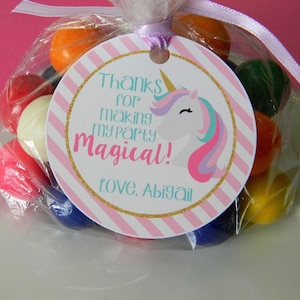 PRINTED Unicorn Favor Tags - Personalized Birthday Party Decorations - Thank You Tags