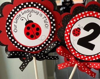 Ladybug Centerpieces, Ladybug Centerpiece Sticks, Ladybug Party Decor, Custom Centerpieces