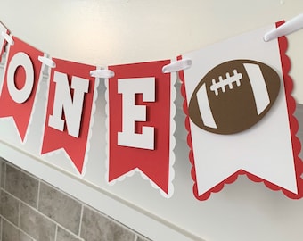 Football Highchair Banner: First Birthday Party Decor