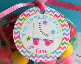 Roller Skate Favor Tags, Roller Skating Thank You Tags, Roller Skating Birthday Party