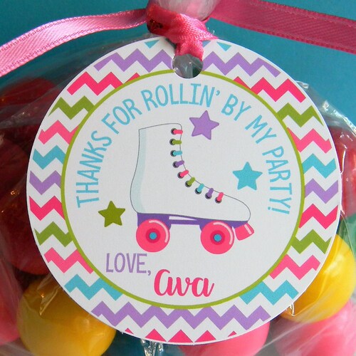 Roller Skating Birthday Favor Tags Editable Roller Skate Etsy
