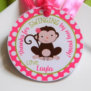 Monkey Favor Tags, Monkey Thank You Tags, Girl Monkey 1st Birthday image 3