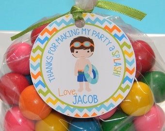 Pool Party Favor Tags, Pool Party Thank You Tags, Pool Birthday Party