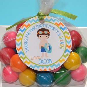 Personalized Pool Party Favor Tags: Printed Thank You Tags