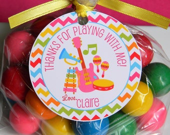 Music Favor Tags, Music Thank You Tags, Girl Music 1st Birthday