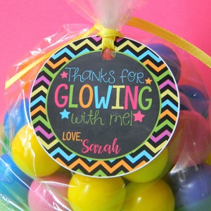 Glow Party Favor Tags, Glow Party Thank You Tags, Neon Glow Party