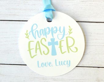 Personalized Easter Treat Tags, Christian Cross, Favor Tags