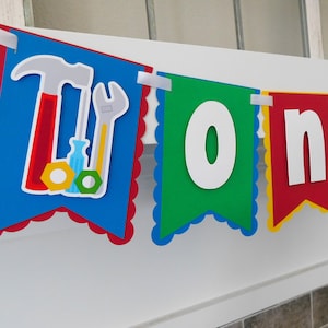 Tools First Birthday Highchair Banner: Handyman Party Decor