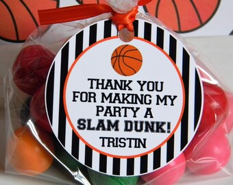 Basketball Favor Tags, Basketball Thank You Tags, Basketball Birthday Party