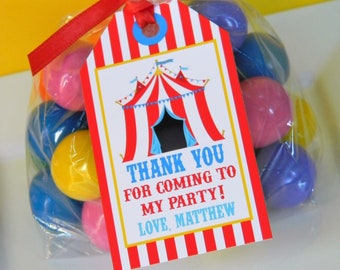 Carnival Favor Tags, Carnival Thank You Tags, Carnival Birthday Party
