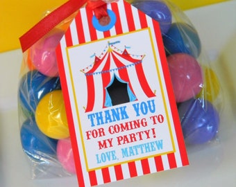 PRINTED Carnival Favor Tags - Personalized Birthday Party Decorations - Thank You Tags