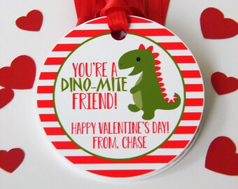 Dino-mite Valentines Day Treat Tags, Classroom Valentines, Valentines for Kids, Valentines Day Cards, Non-Candy Valentines