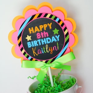 Neon Glow Cake Topper, Custom Cake Topper, Glow Party Birthday Cake