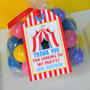 PRINTED Carnival Favor Tags, Personalized Carnival Thank You Tags, Carnival Party Favors, Carnival Birthday Party Decorations