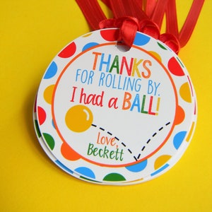 PRINTED Bouncy Ball Favor Tags - Personalized Birthday Party Decorations - Thank You Tags