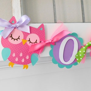 Owl High Chair Banner, Owl Party Decor, Highchair Garland, Owl First Birthday