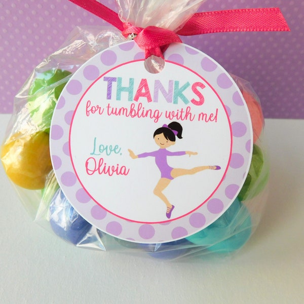 Gymnastics Favor Tags, Gymnastics Thank You Tags, Gymnastics Birthday Party