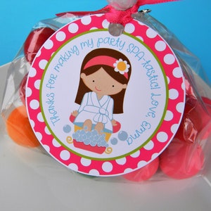 PRINTED Spa Day Favor Tags, Personalized Slumber Party Thank You Tags, Spa Birthday Party Decorations, Skincare Party Favors