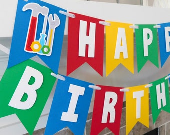 Handyman Birthday Banner: Tools Party Decorations, Custom Name Option