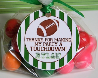 PRINTED Football Favor Tags - Personalized Birthday Party Decorations - Thank You Tags