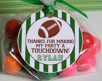 Football Favor Tags, Football Thank You Tags, Football 1st Birthday