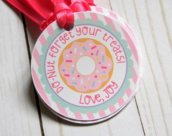 Donut Favor Tags, Donut Thank You Tags, Donut 1st Birthday