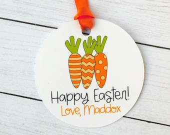 Personalized Easter Carrot Treat Tags, Classroom Favor Tags
