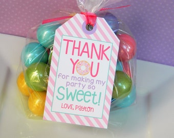 Donut Favor Tags, Donut Thank You Tags, Donut Birthday Party