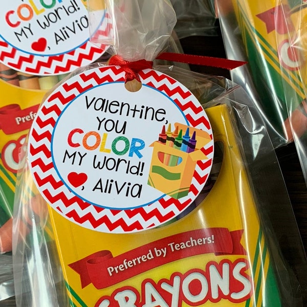 You Color My World Stickers,kids Valentines for School,crayon ...