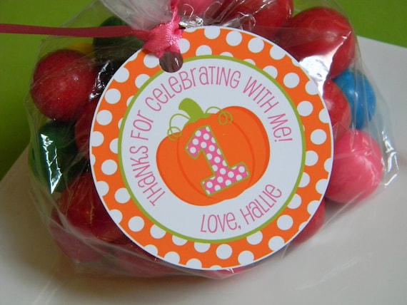 Pumpkin Favor Tags, Pumpkin Thank You Tags, Girl Pumpkin 1st Birthday