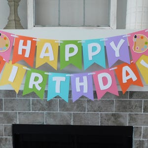 Pastel Art Party Banner: Painting Birthday Supplies – Custom Kids Art Theme Decorations image 3