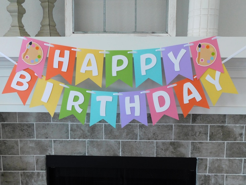 Pastel Art Party Banner: Painting Birthday Supplies – Custom Kids Art Theme Decorations image 3