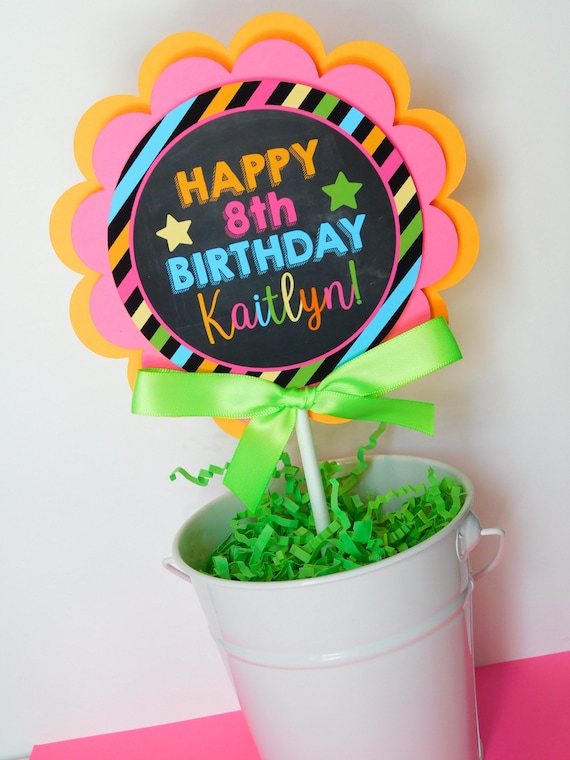 Neon Glow Cake Topper, Custom Cake Topper, Glow Party Birthday Cake