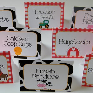 Farm Food Labels, Farm Food Tents, Farm Party Decor