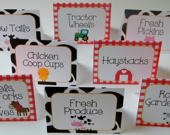 Farm Food Labels, Farm Food Tents, Farm Party Decor